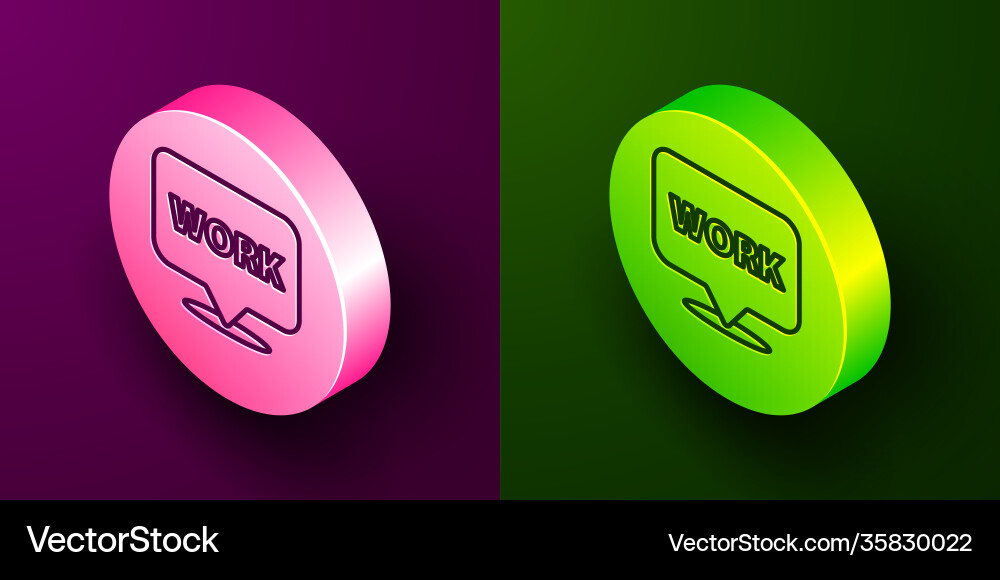 Isometric line location with text work icon Isometric line location with text work icon Vector Image