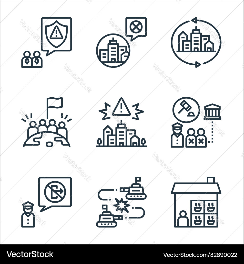 Lockdown line icons linear set quality Lockdown line icons linear set quality Vector Image
