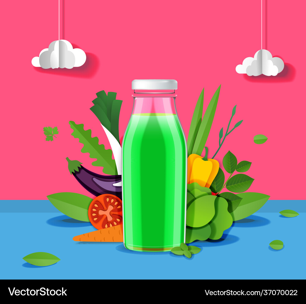 Natürliche Gemüsesaft Promo Poster Vorlage Natürliche Gemüsesaft Promo Poster Vorlage vektorbild