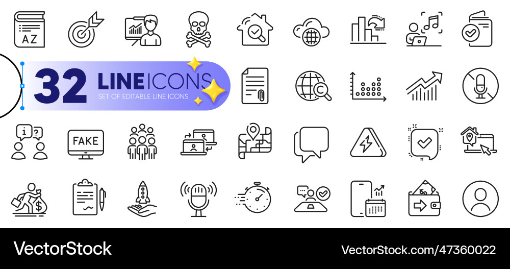 Outline set of verification document crowdfunding vector image