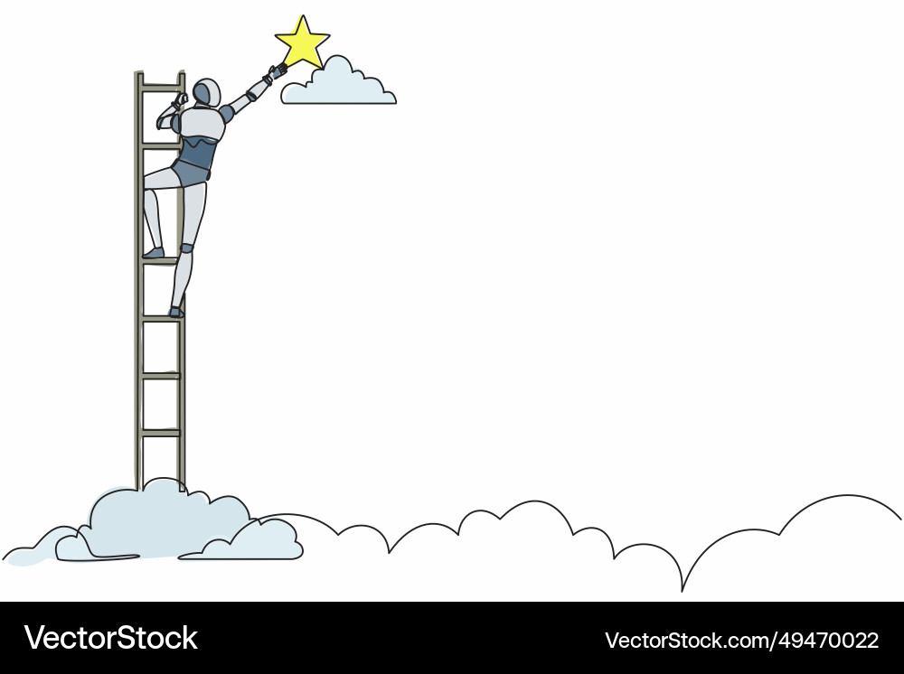 Robot Climbing Towards a Star Vector Image