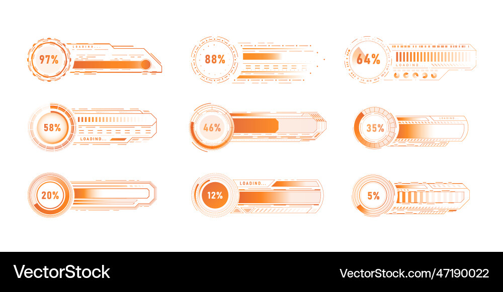 Sci fi loading bars set Sci fi loading bars set Vector Image