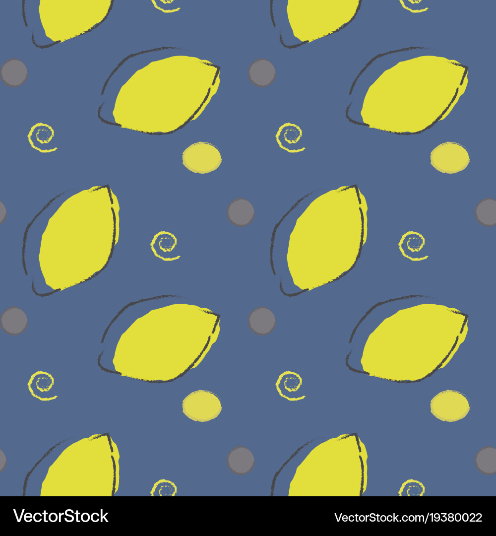 Seamless pattern lemons with abstract elem Vector Image