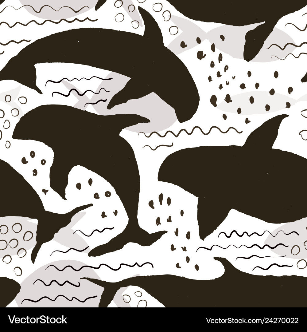 Seamless pattern with orcas Vector Image