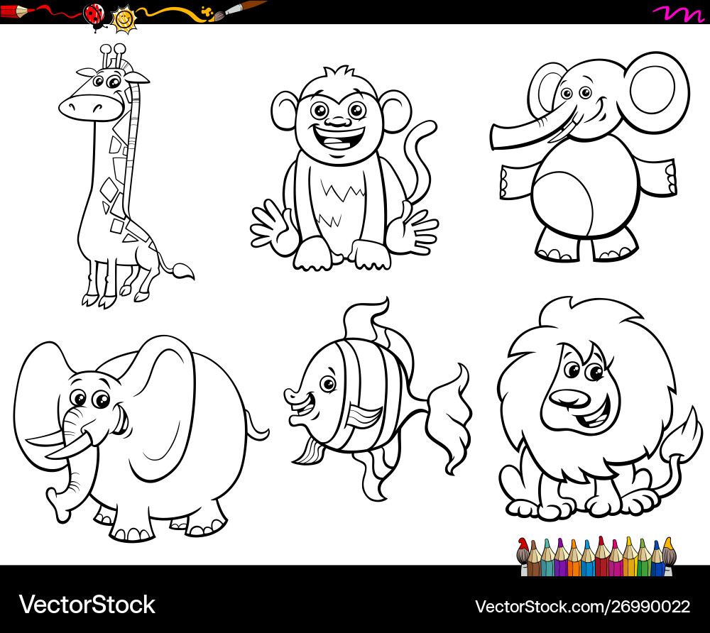 Set animal characters coloring book Set animal characters coloring book vector image