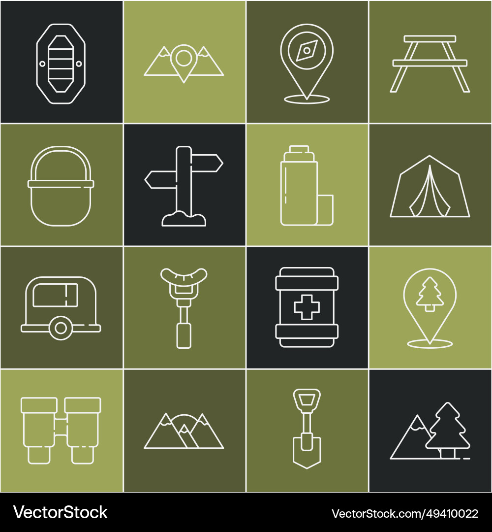 Set line mountains with tree location Set line mountains with tree location vector image