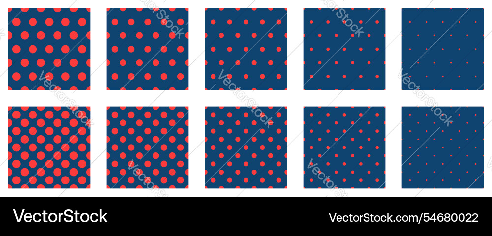 Set polka dots seamless pattern simple background vector image