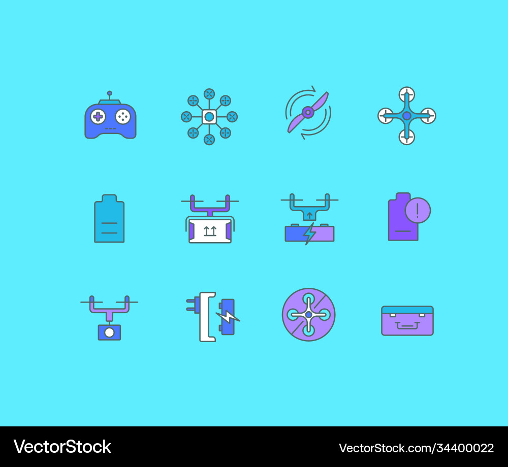Set simple line icons drone Set simple line icons drone vector image
