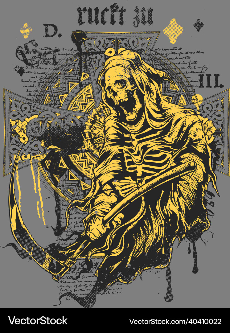 Skull & Motorcycle Grunge Art T-Shirt Vector Image