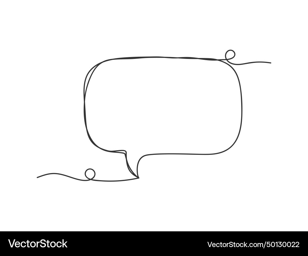 Speech bubble in continuous one line drawing vector image