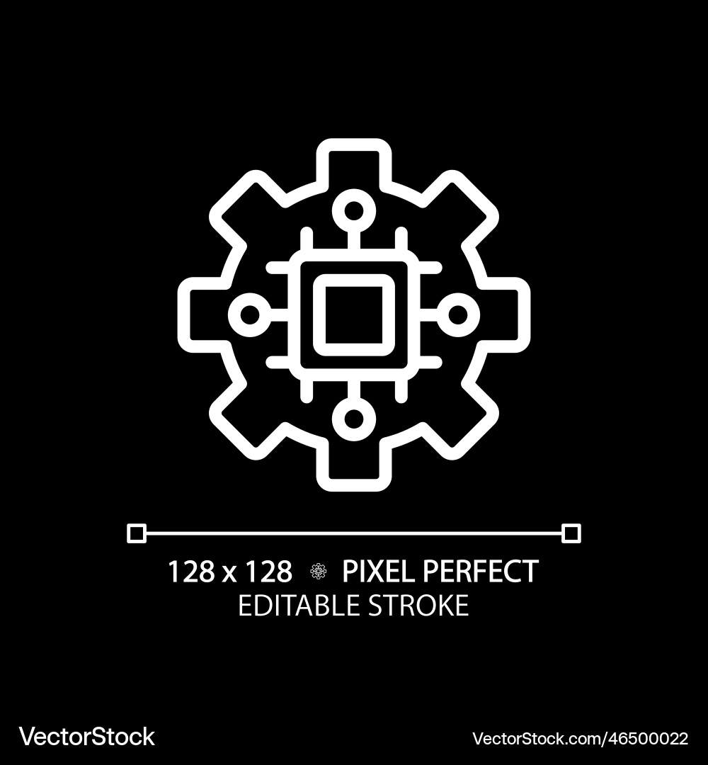 Stem in technology pixel perfect white linear Vector Image