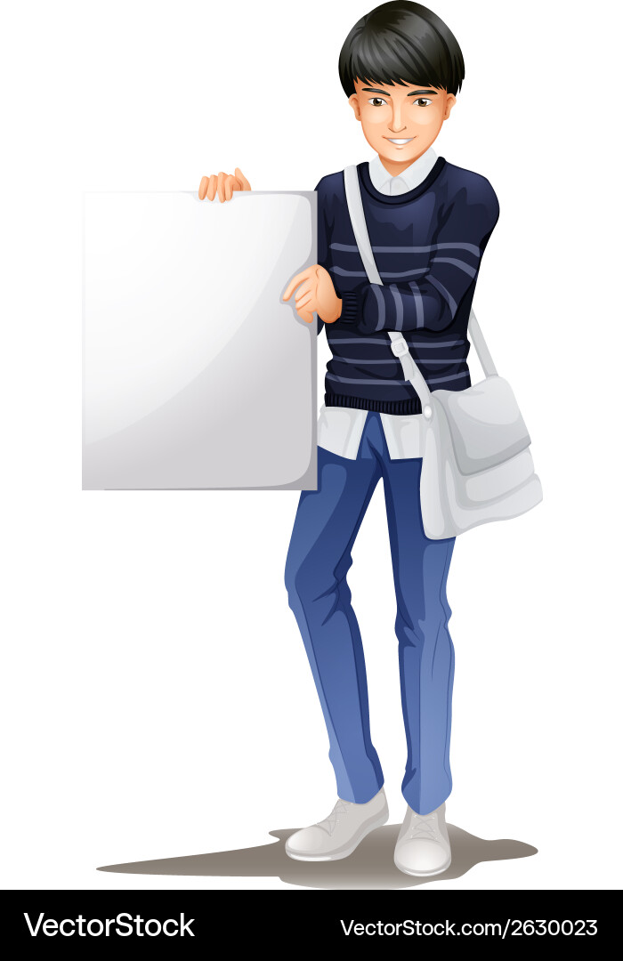 A man standing with an empty signboard Vector Image
