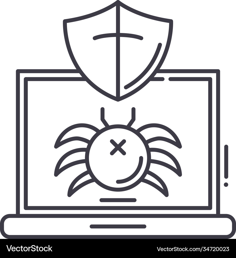 Antivirus program icon linear isolated Antivirus program icon linear isolated vector image