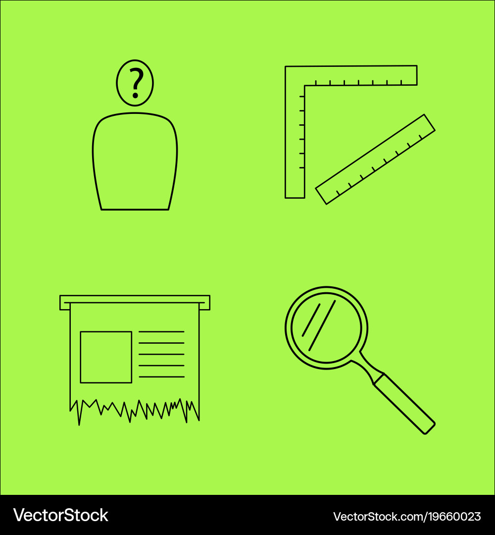 Basic content simple linear outline icon set vector image