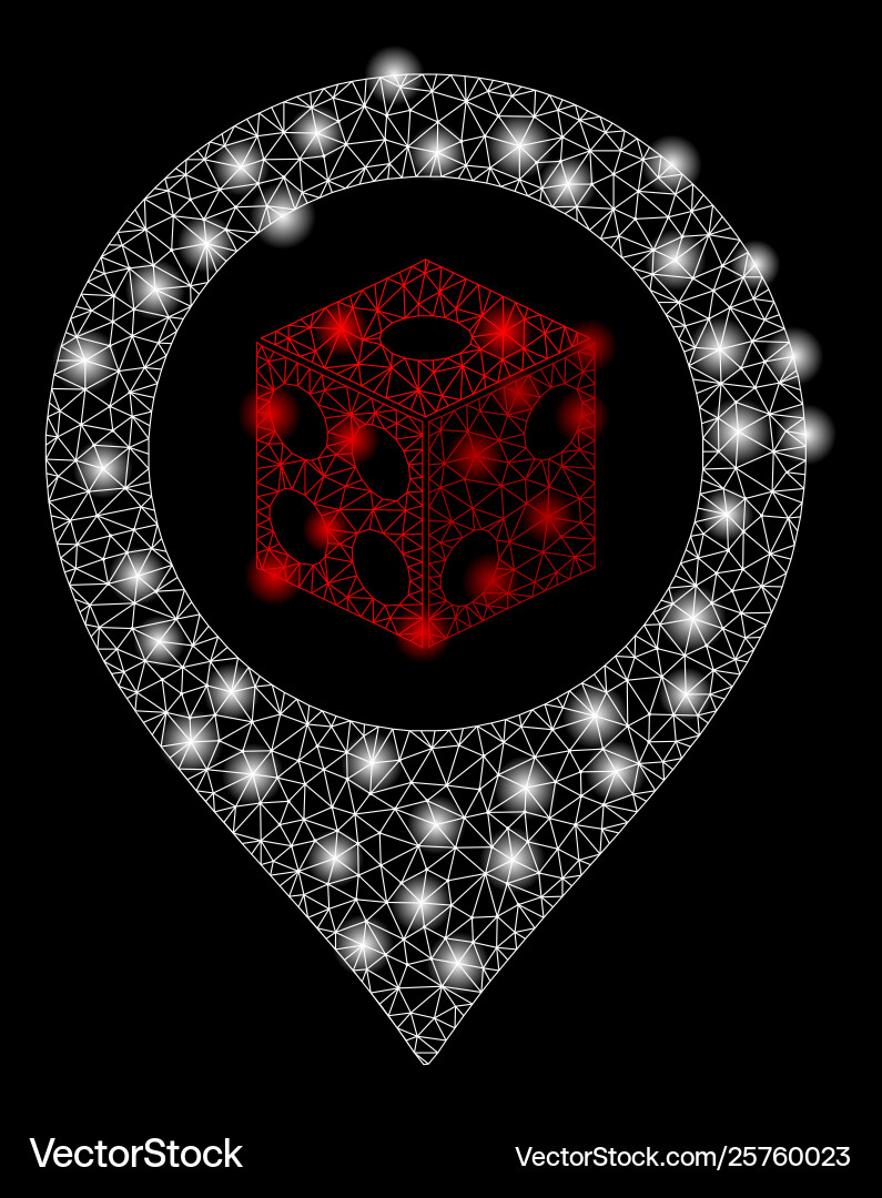 Bright mesh network dice map pointer with flash Bright mesh network dice map pointer with flash vector image