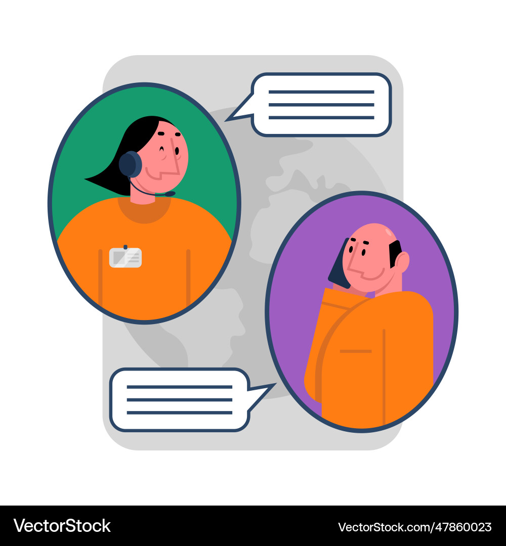 Client calling to support line and talking Client calling to support line and talking vector image