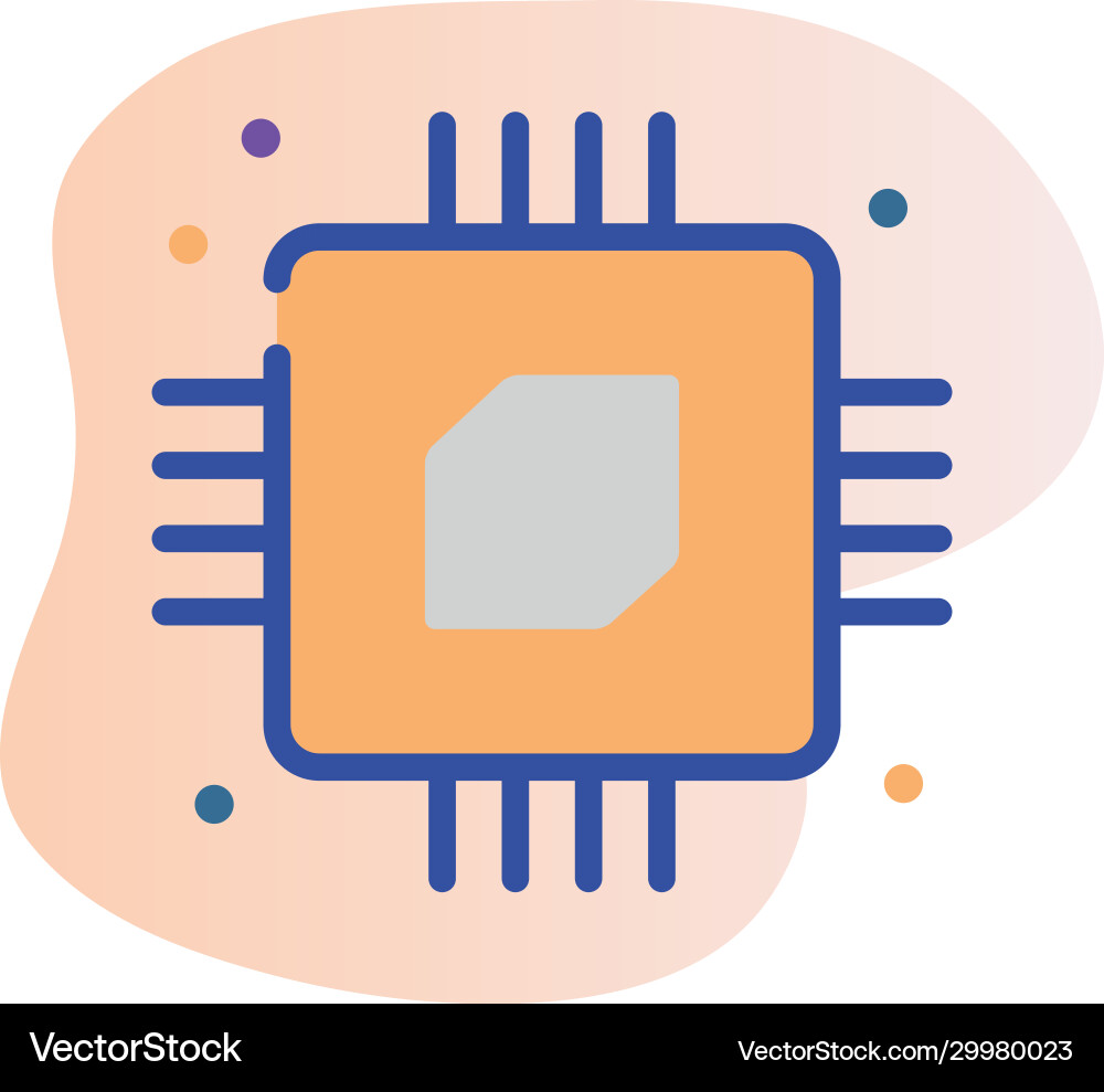 Cpu line fill block style icon design vector image