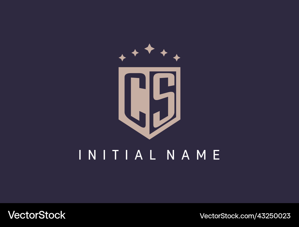 Cs initial shield logo icon geometric style design Cs initial shield logo icon geometric style design Vector Image