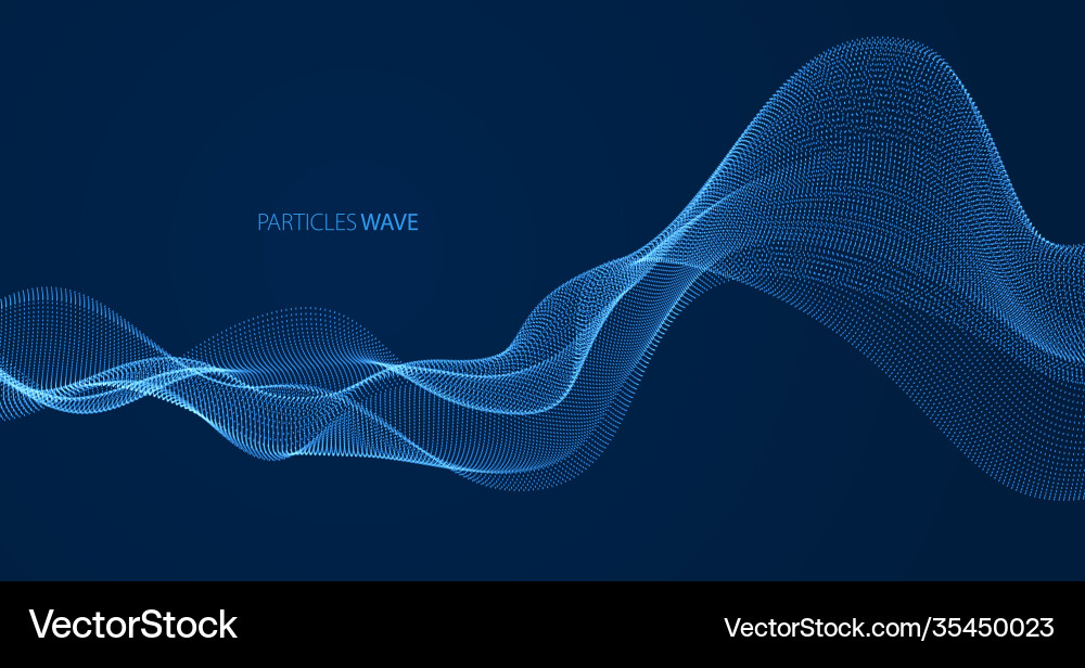 Dynamic particles sound wave flowing over dark Vector Image