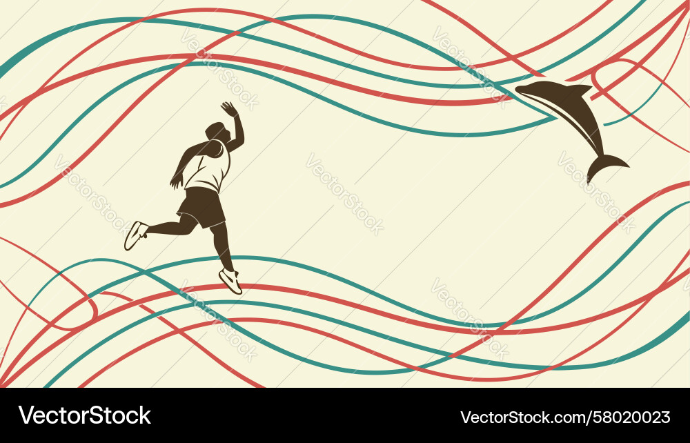 Dynamic Runner with Waves Vector Image