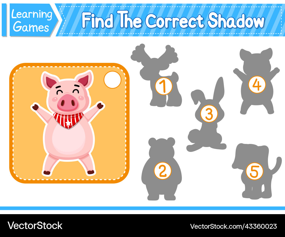 Find the correct shadow and match Find the correct shadow and match vector image