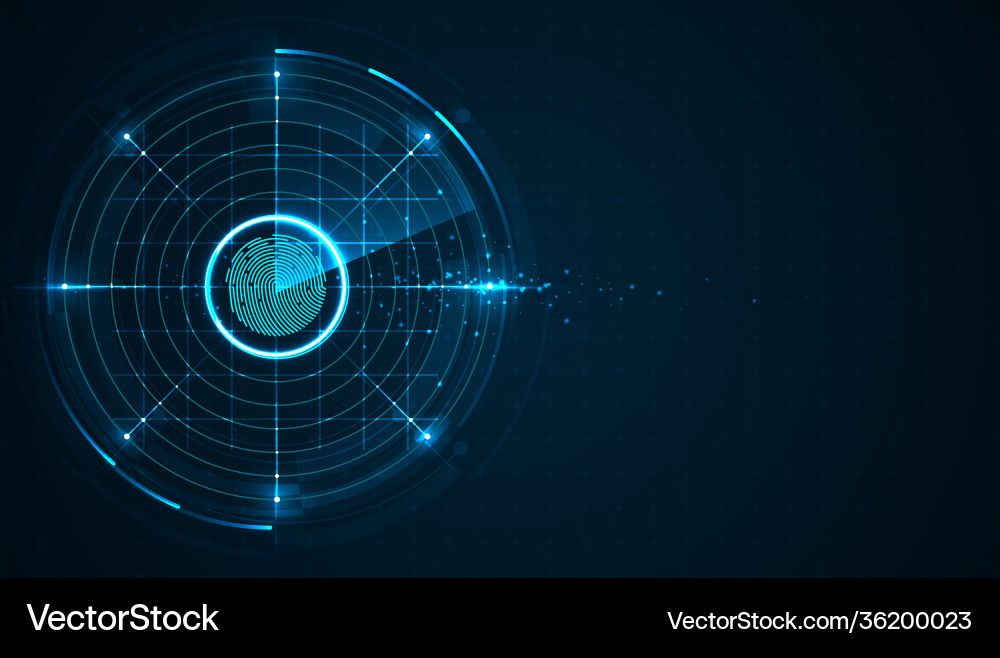 Fingerprint scanning on circuit board abstract Fingerprint scanning on circuit board abstract vector image