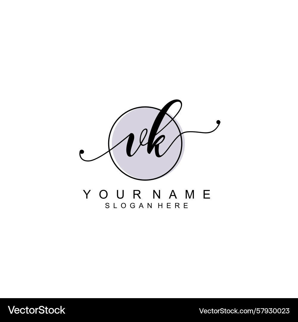 Handwriting logo concepts with initial vk Vector Image