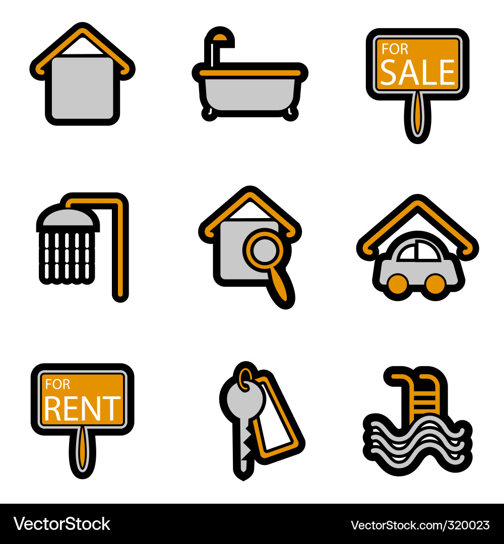 House objects icons vector image