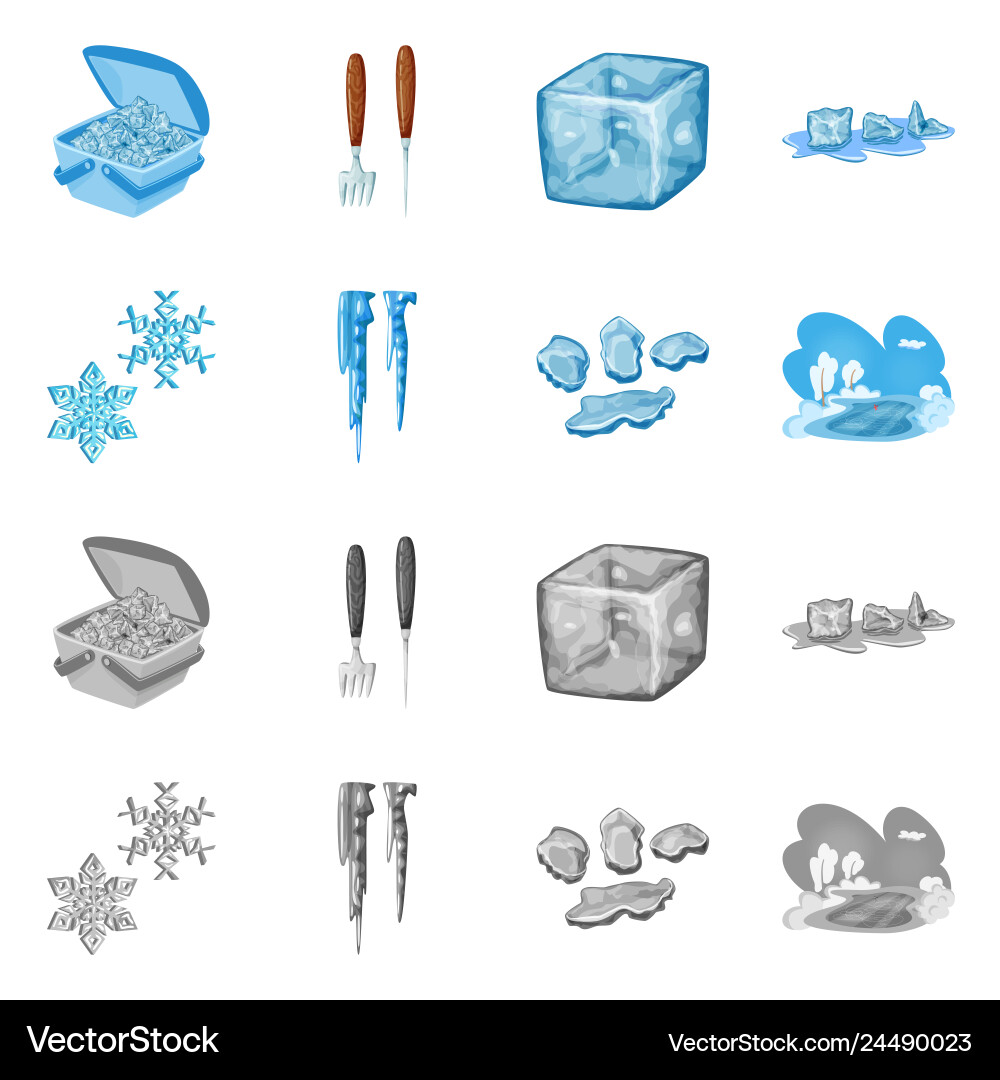 Isolated object of texture and frozen sign Vector Image