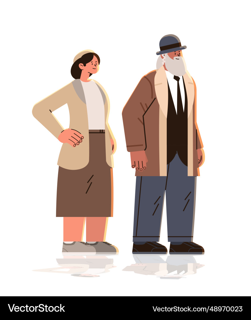 Jewish man woman couple in traditional clothes vector image