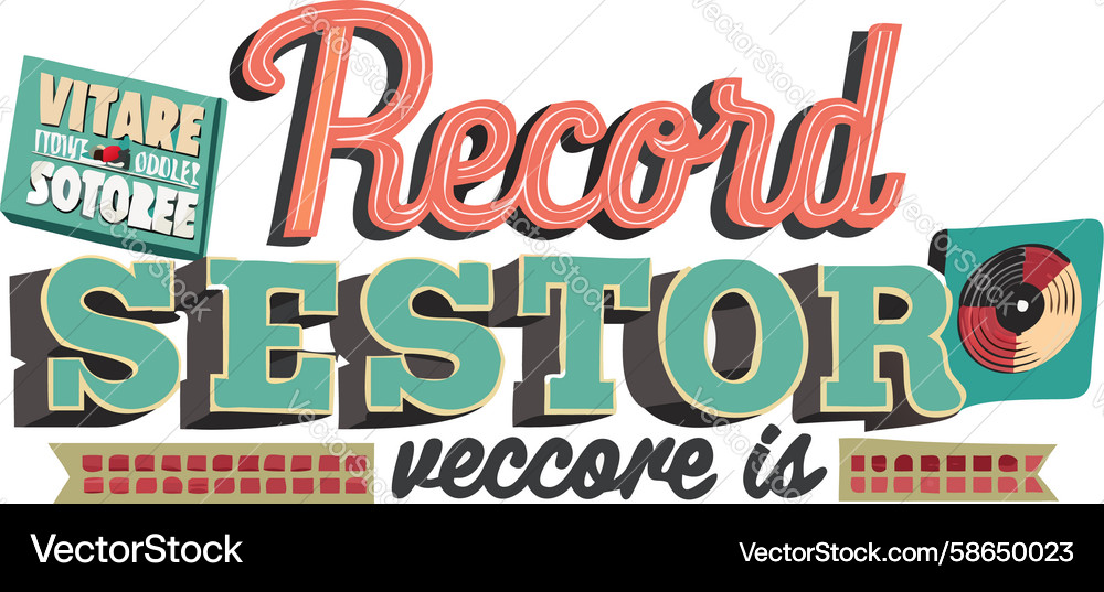 Retro record store signage design generative ai Vector Image
