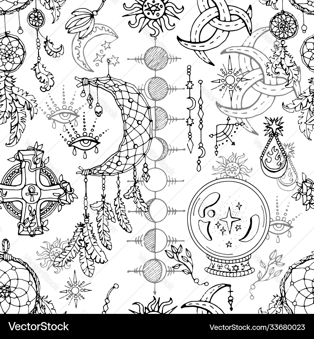 Seamless pattern with magic objects Seamless pattern with magic objects vector image