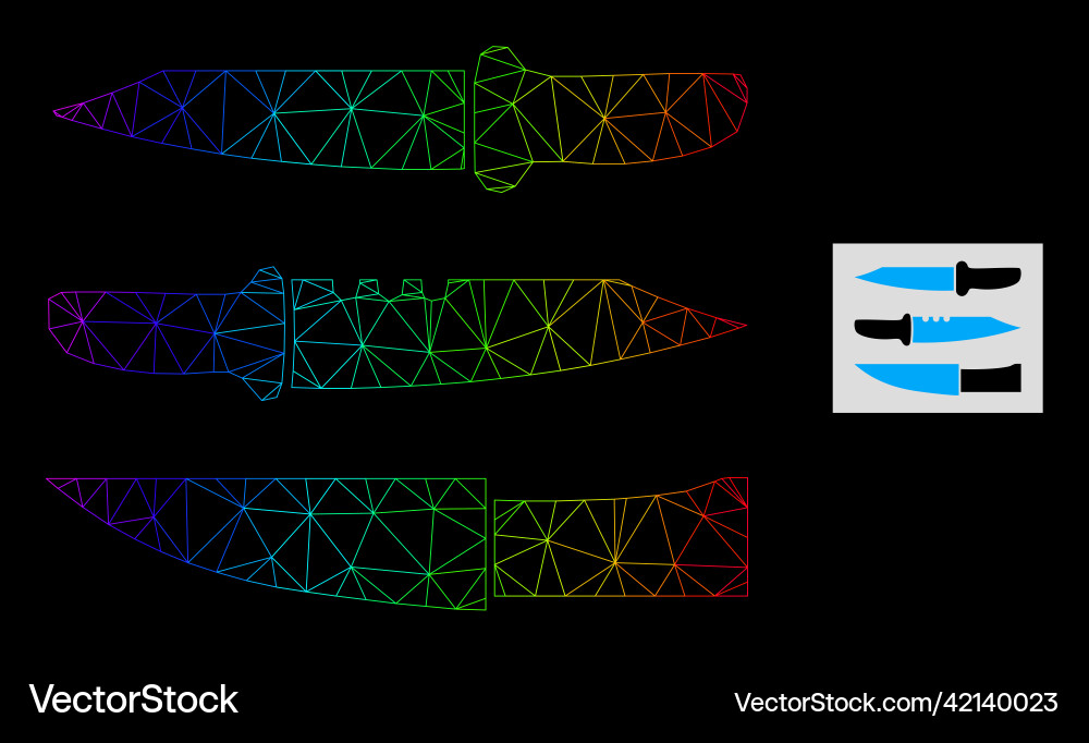 Spectrum gradiented polygonal net knives icon Spectrum gradiented polygonal net knives icon Vector Image