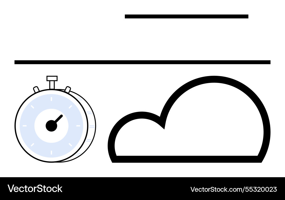 Stopwatch and cloud with minimalist linear design Stopwatch and cloud with minimalist linear design vector image