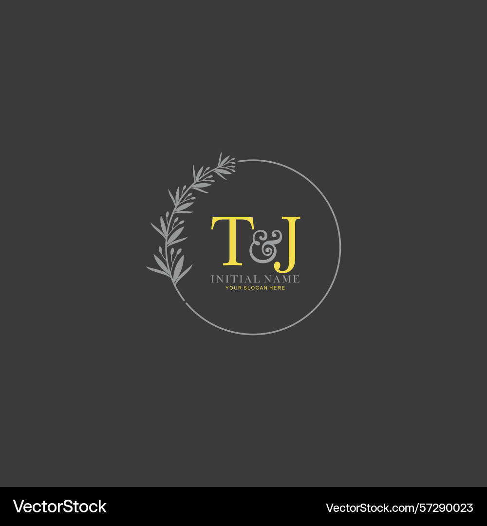 Tj initial logo templates with botanical elements Vector Image