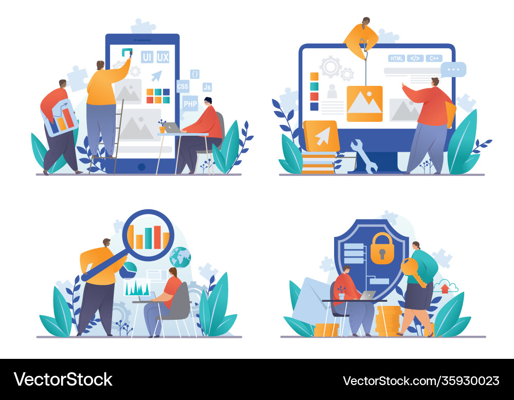 Work a team web developers Work a team web developers vector image
