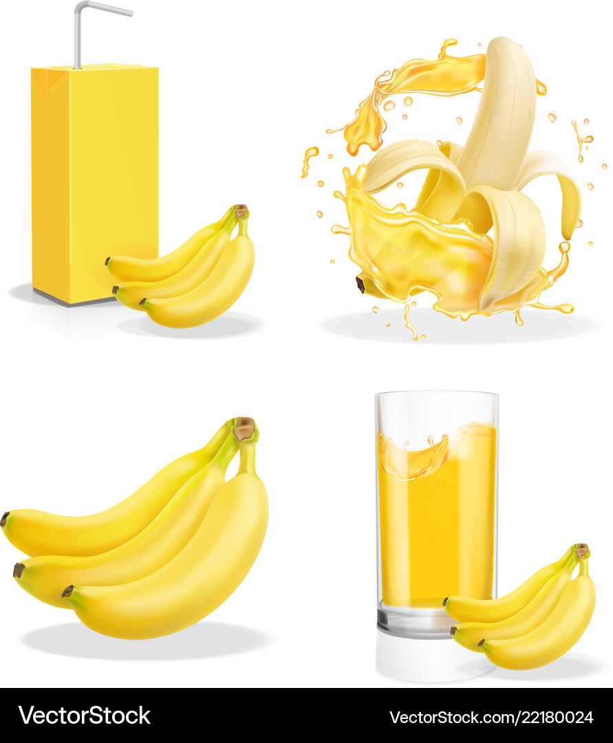 Banana juice collection drink package Banana juice collection drink package vector image