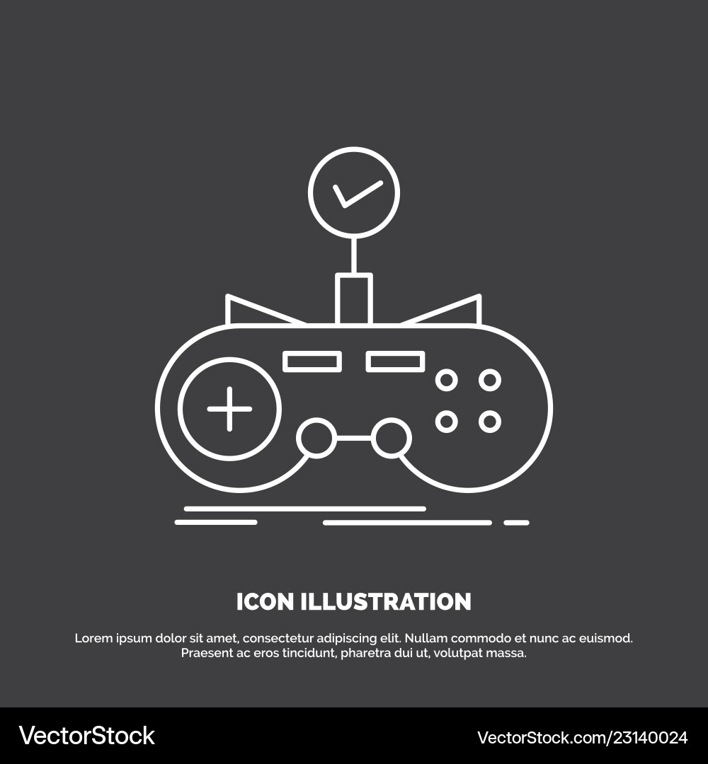 Check controller game gamepad gaming icon line Check controller game gamepad gaming icon line vector image