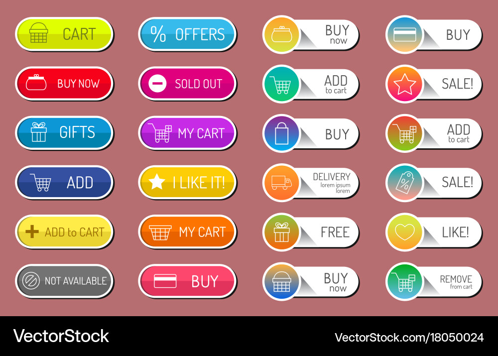 Colorful website web e-shop buttons design vector image