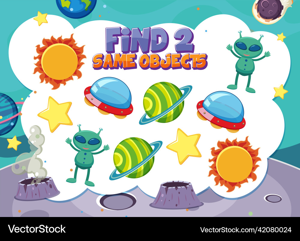 Find object game template of space Find object game template of space vector image