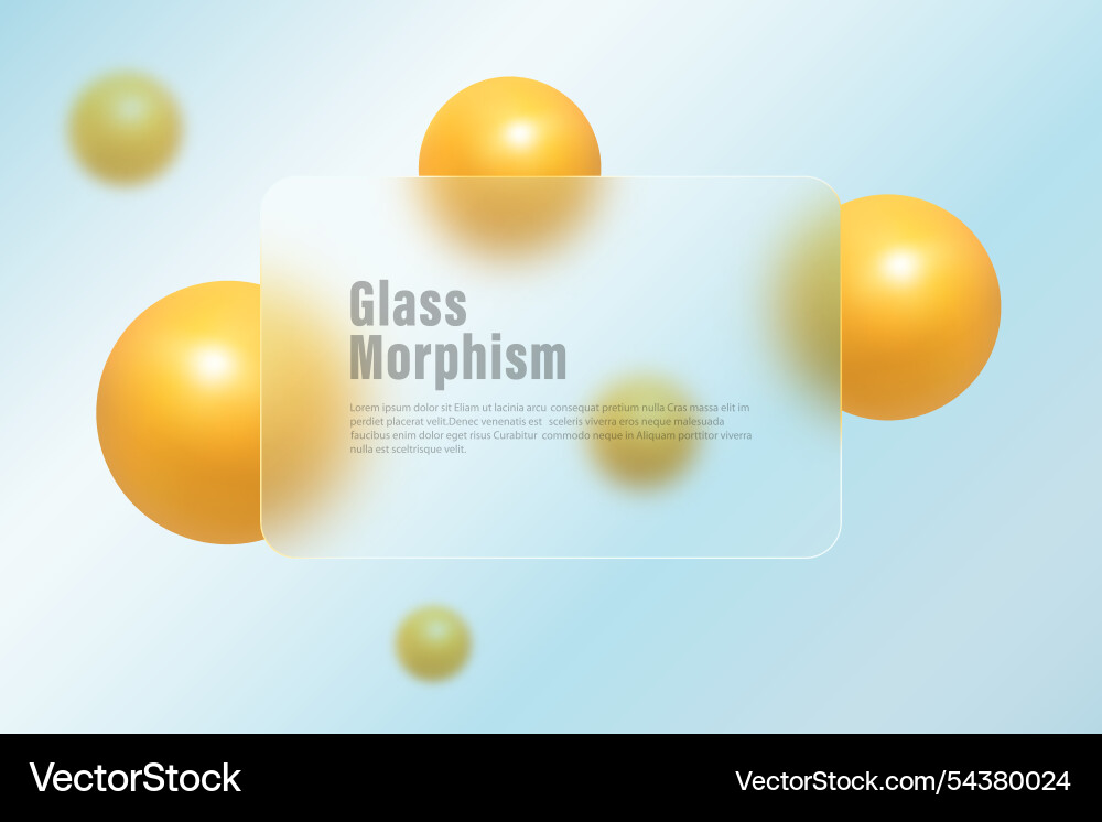 Glass morphism landing page with rectangular frame Glass morphism landing page with rectangular frame vector image