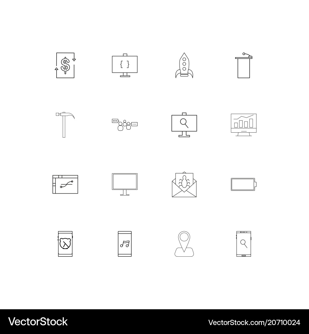Internet of things simple linear icons set vector image