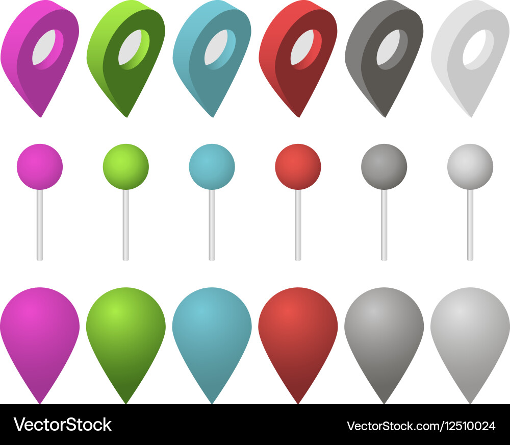 Isometric Map Pointer Set vector image