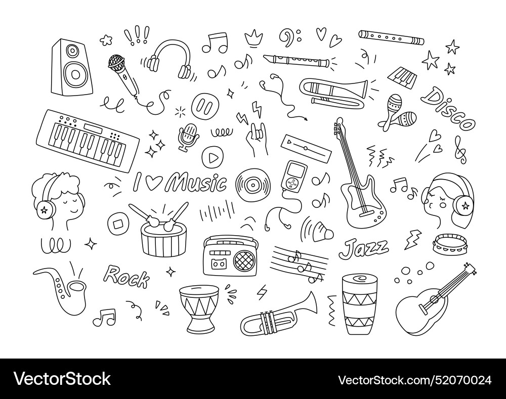 Music doodle simple hand drawn decorative Music doodle simple hand drawn decorative vector image