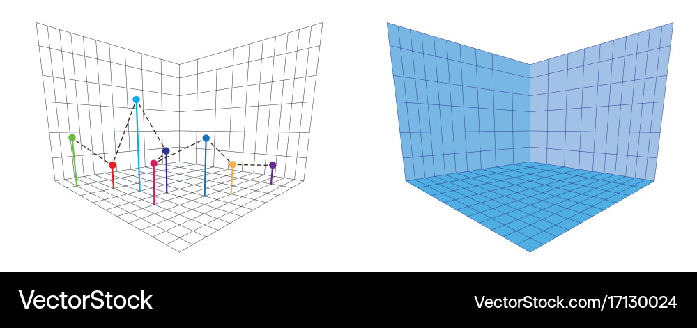OpenGL Projection Matrix 3D Axis vector image