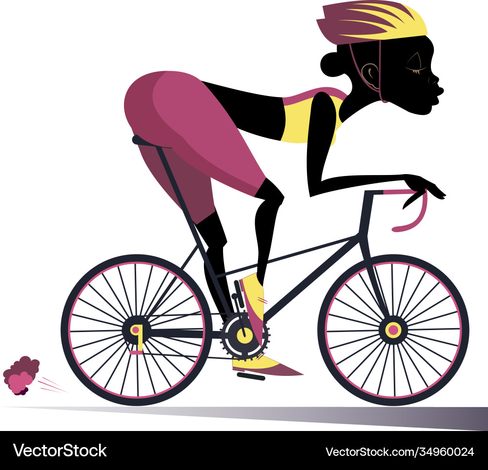 Pretty young african woman rides a bike Pretty young african woman rides a bike vector image