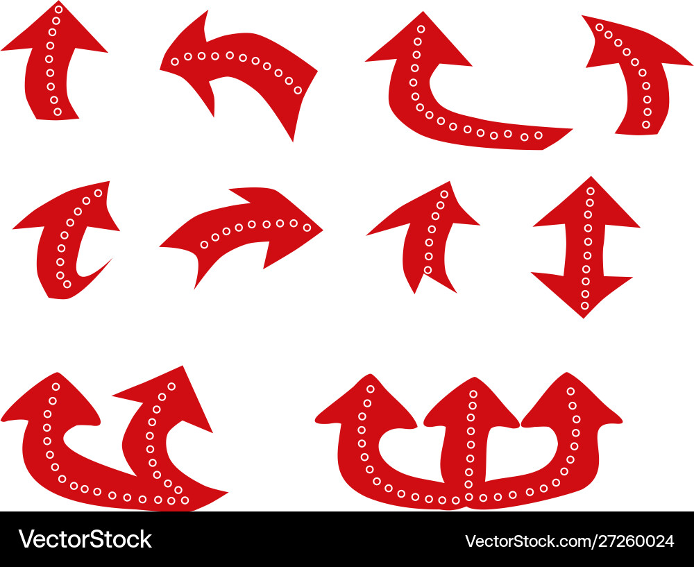 Red arrow collection set modern for design vector image