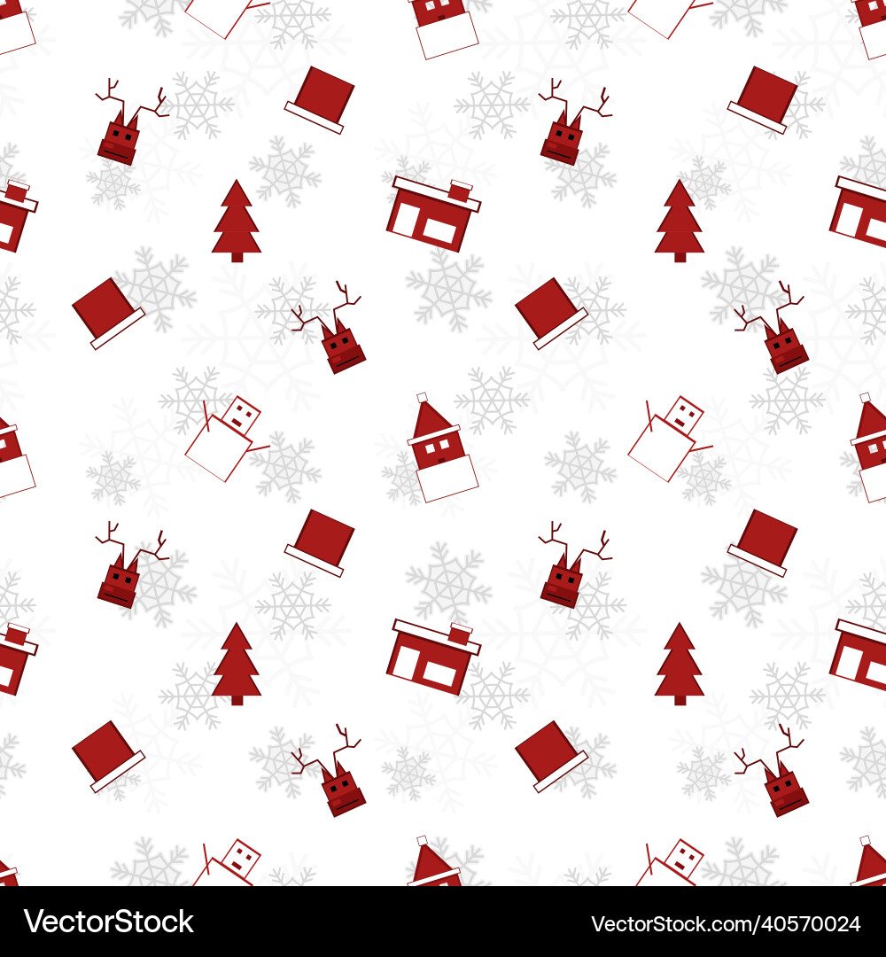 Red christmas object silhouette repeat pattern Red christmas object silhouette repeat pattern vector image