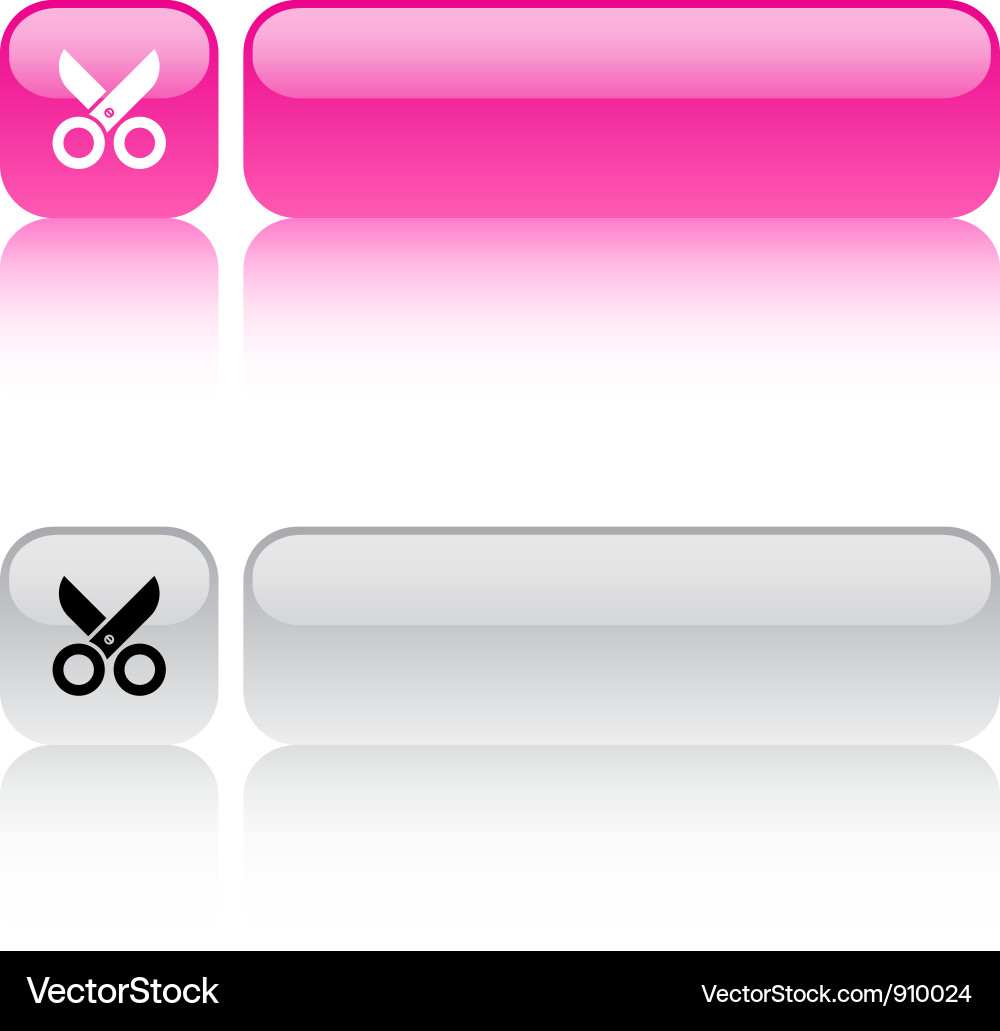 Red Square Scissors Button Vector Image