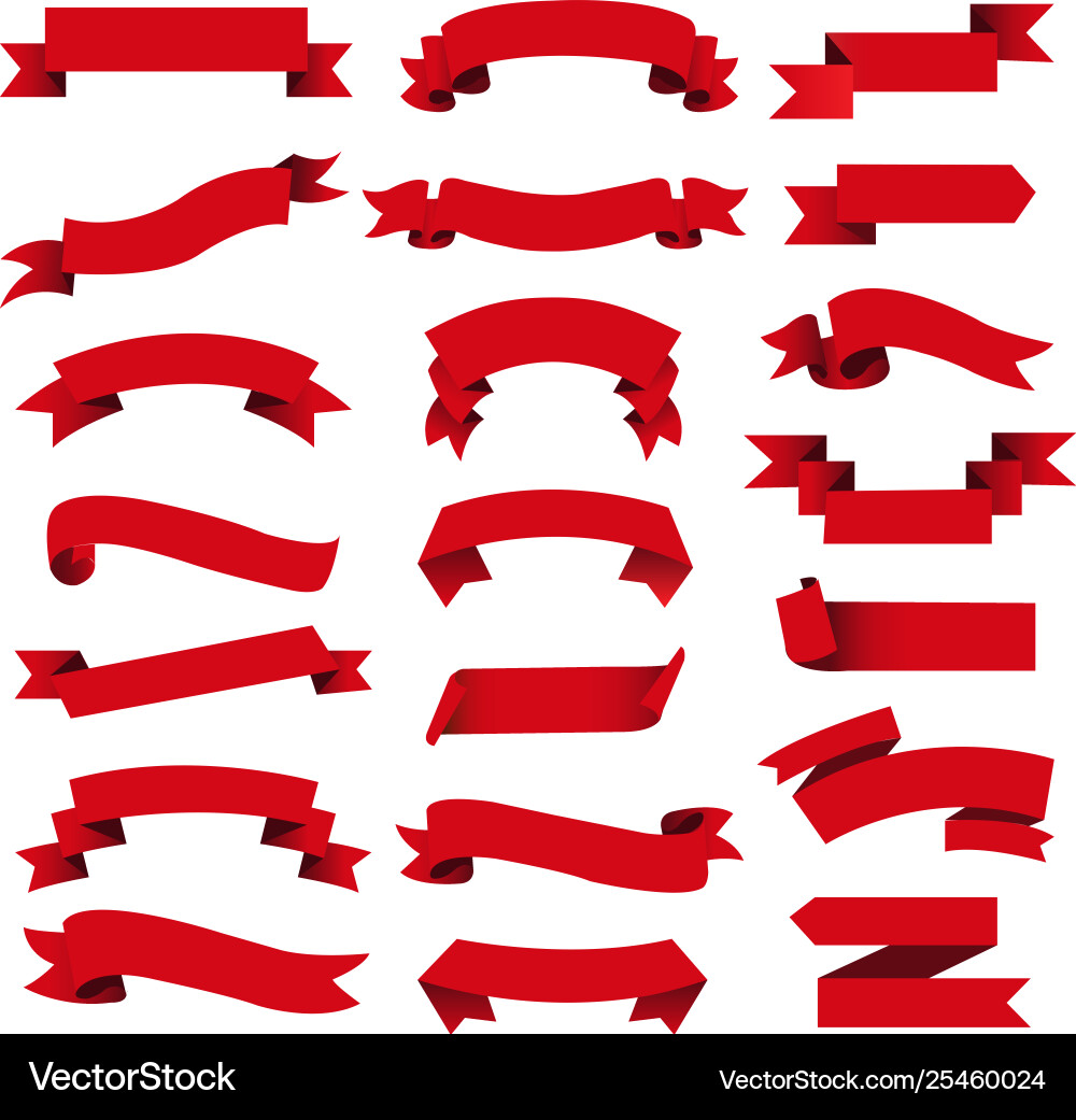 Retro Red Ribbon Set vector image